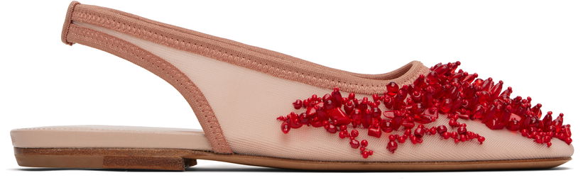 Аксесуари Dries Van Noten Dries Van Noten Slingback Embellished Mesh Flats Рожевий | WS251-1617-803
