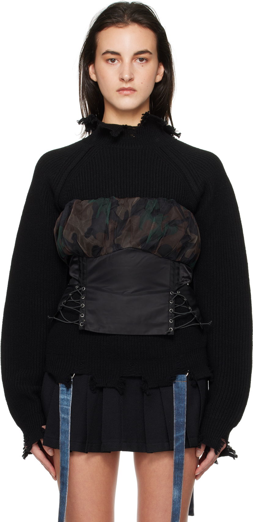 Cветр Andersson Bell Shirred Crop Bustier Top чорний | atb1190w