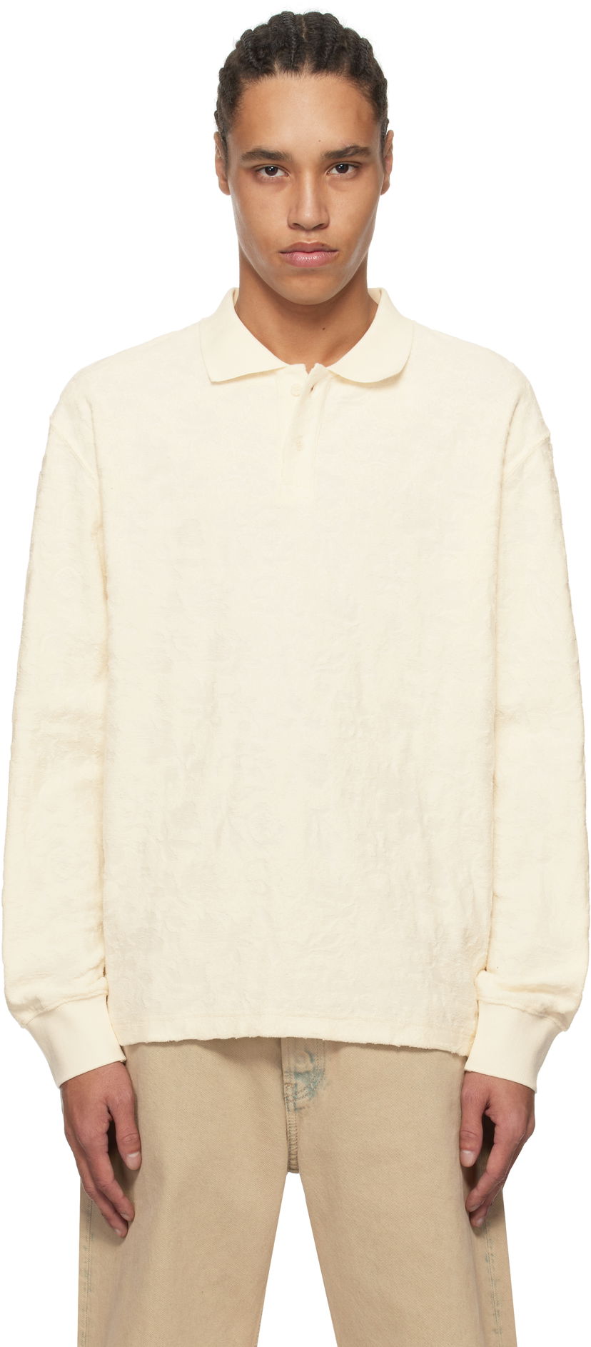 Сорочка поло Soulland Soulland Robert Plush Long Sleeve Polo білий | 51000-1308