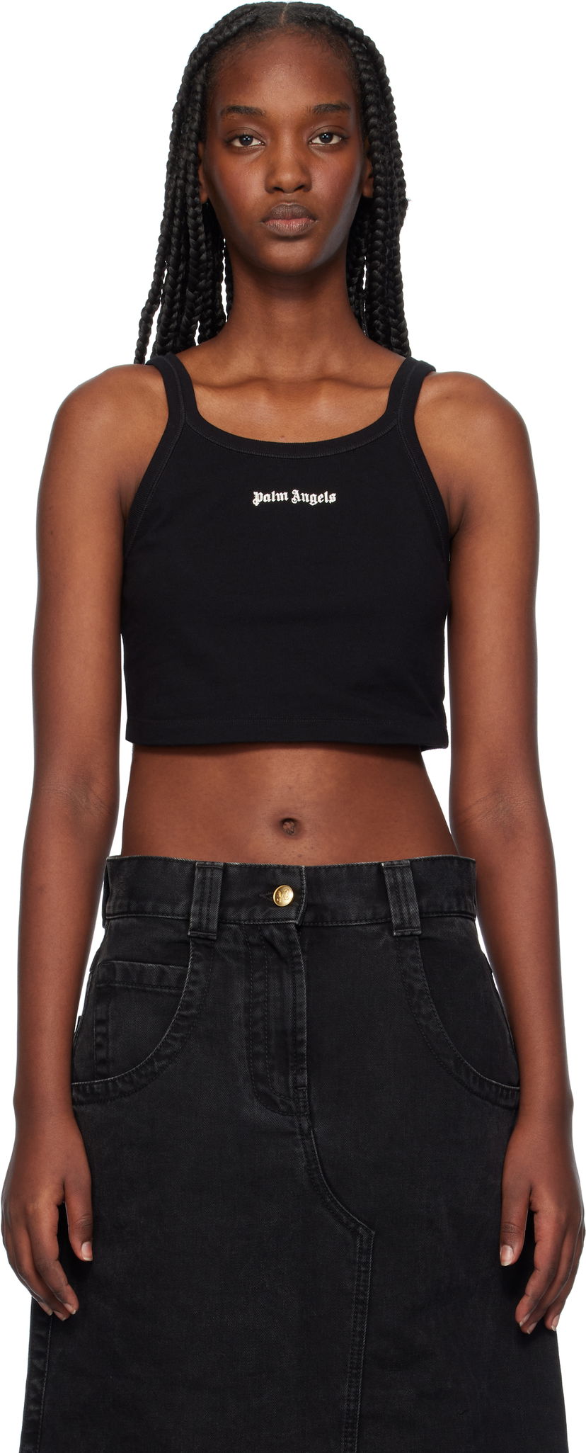 Безрукавка Palm Angels Tank Top Logo чорний | PWAD060C99FAB0021003