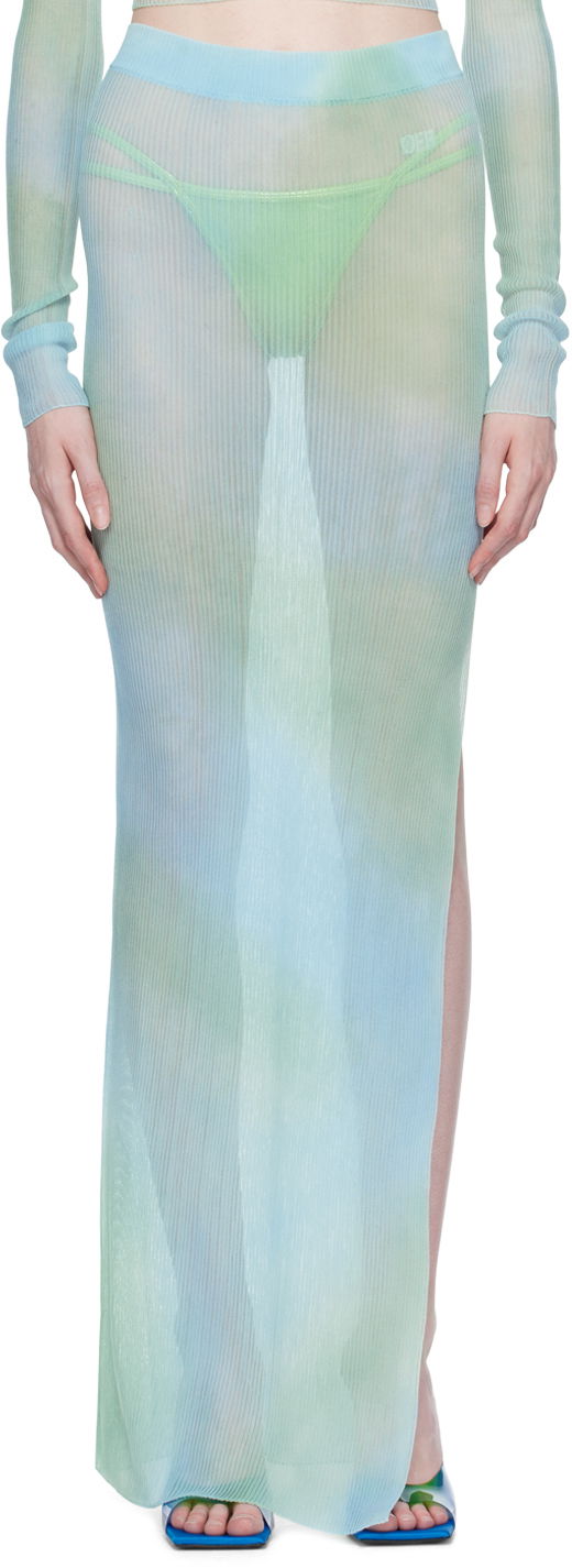 Спідниця Off-White Off-White Tie-Dye Midi Skirt Синій | OWHL027S23KNI0014001