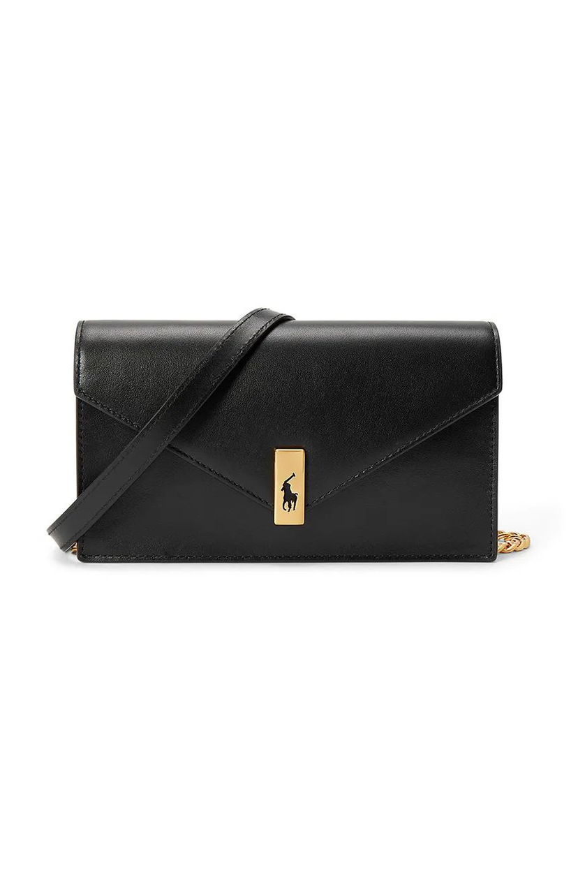 Гаманець Polo by Ralph Lauren Leather Wallet On Chain чорний | 427961946
