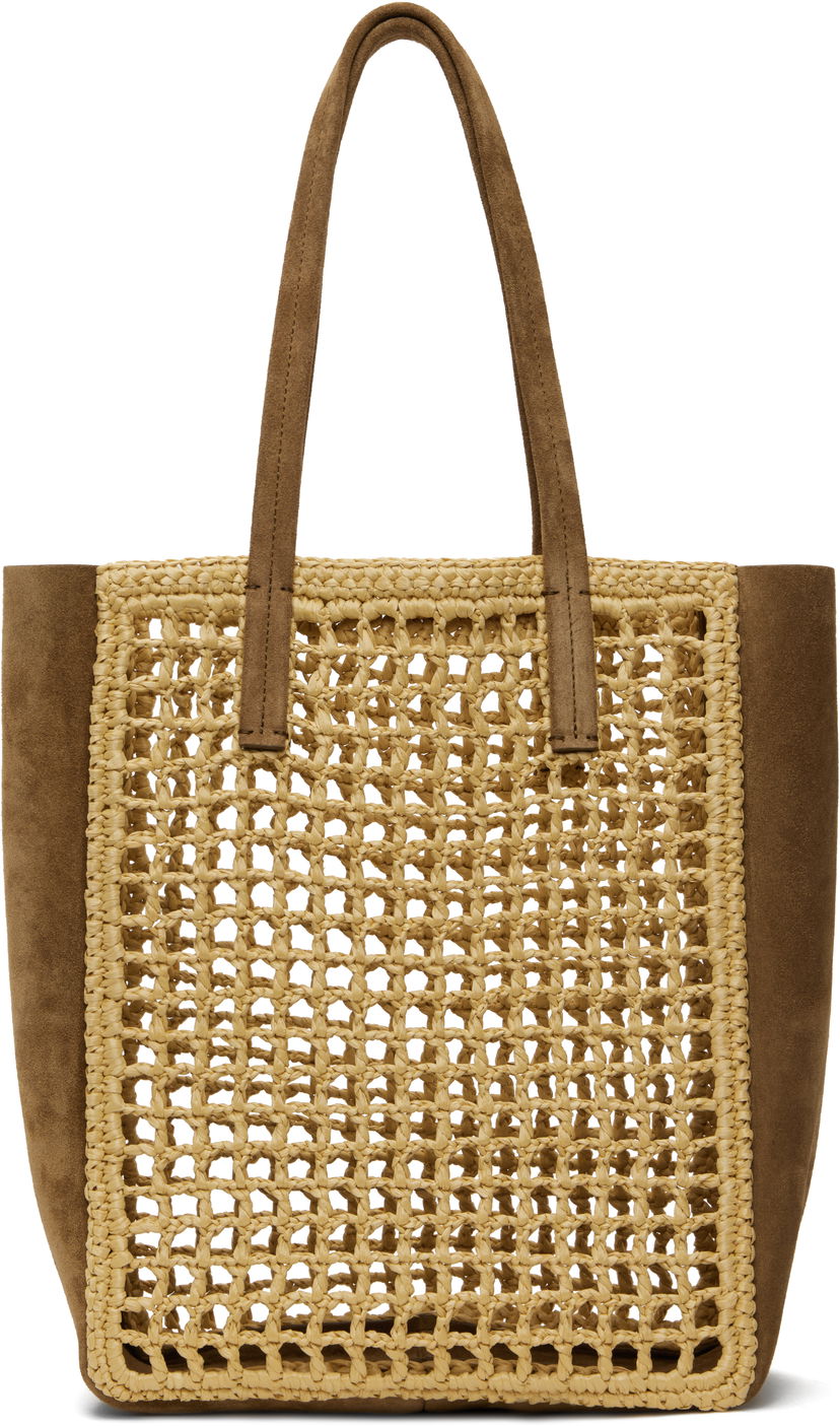 сумка-тоут Khaite KHAITE Small Zoe Raffia and Suede Tote Коричневий | H1039-724