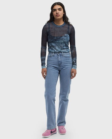 Кроп-топи ØLÅF Olaf Script AOP Mesh Long Sleeve Top Синій | W190104, 1
