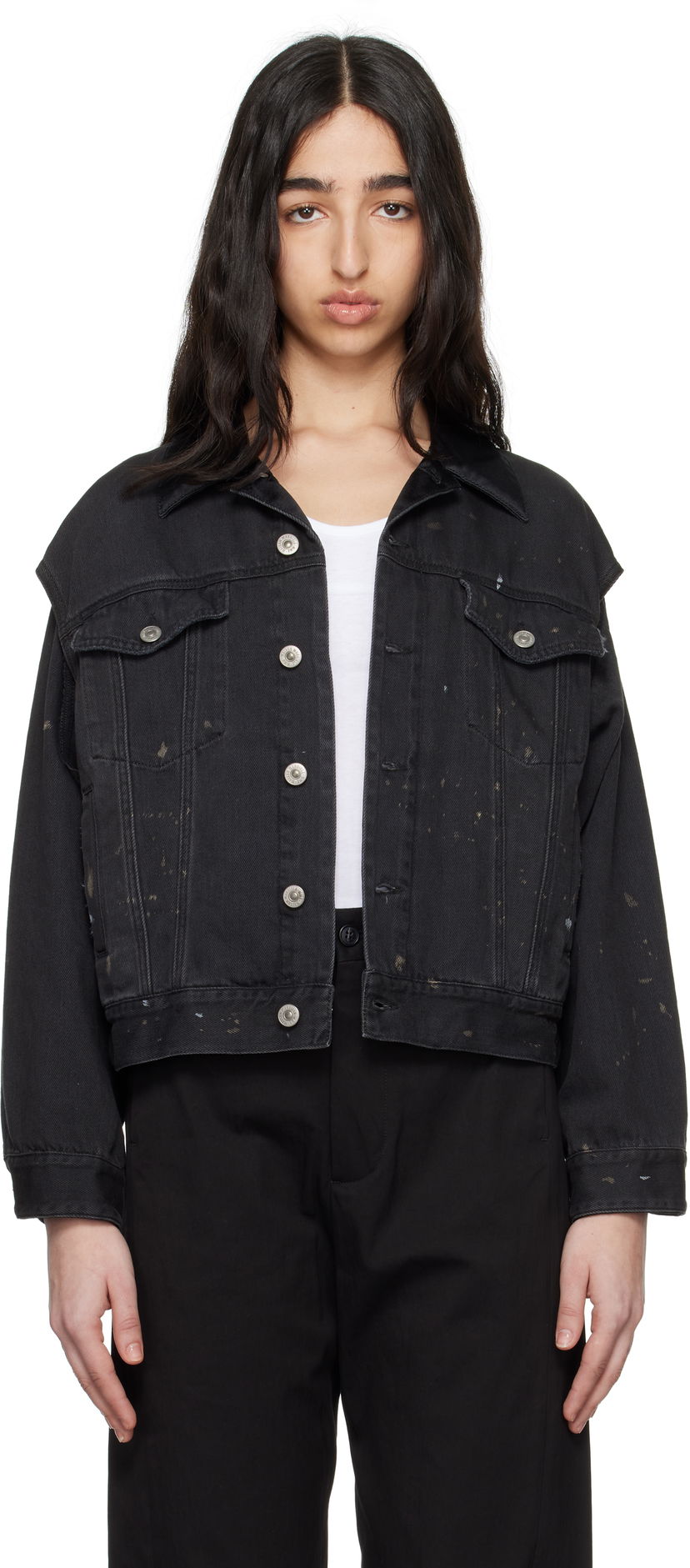Куртка Maison Margiela MM6 Maison Margiela Splatter Effect Denim Jacket чорний | S62AN0150 M30011