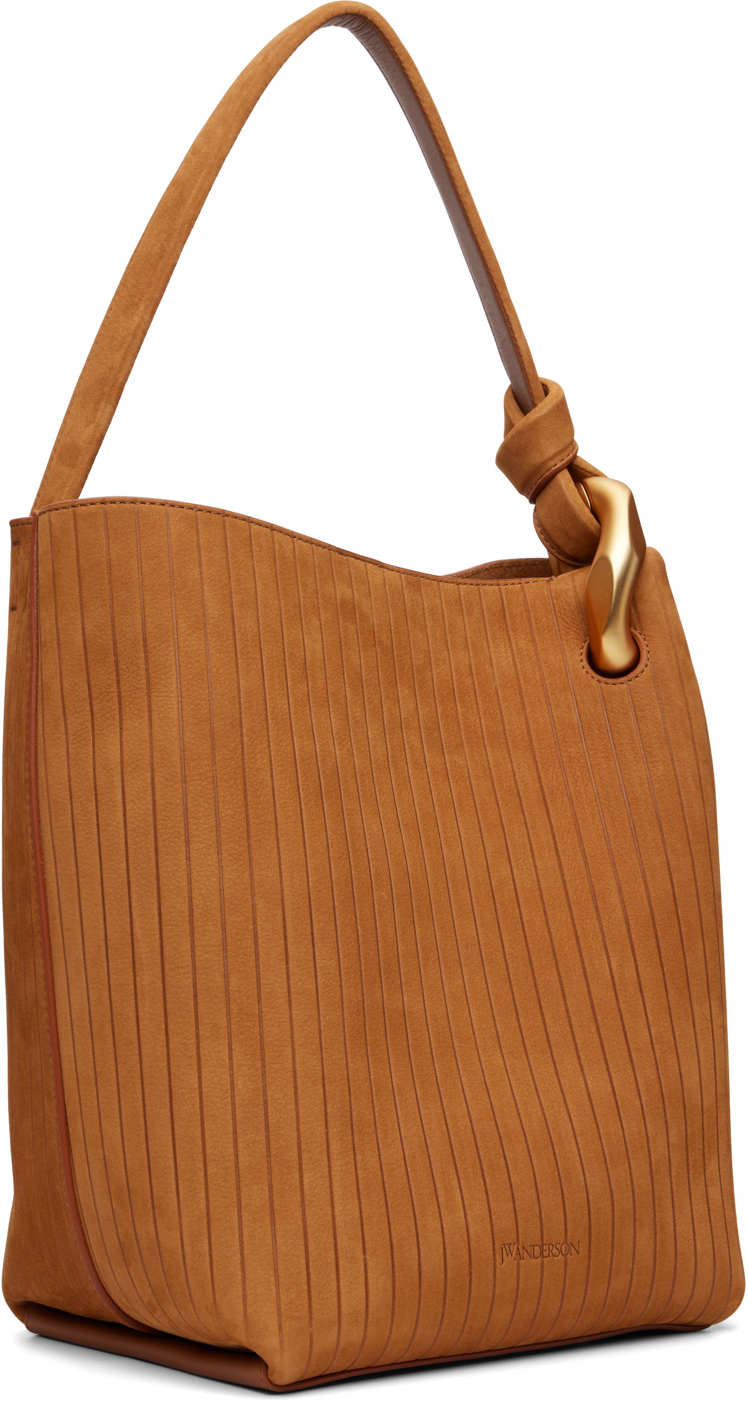 сумка-тоут JW Anderson 'The JWA Corner Bucket' Tote with Vertical Texture and Sculptural Hardware Коричневий | HB0737-LA0375, 1