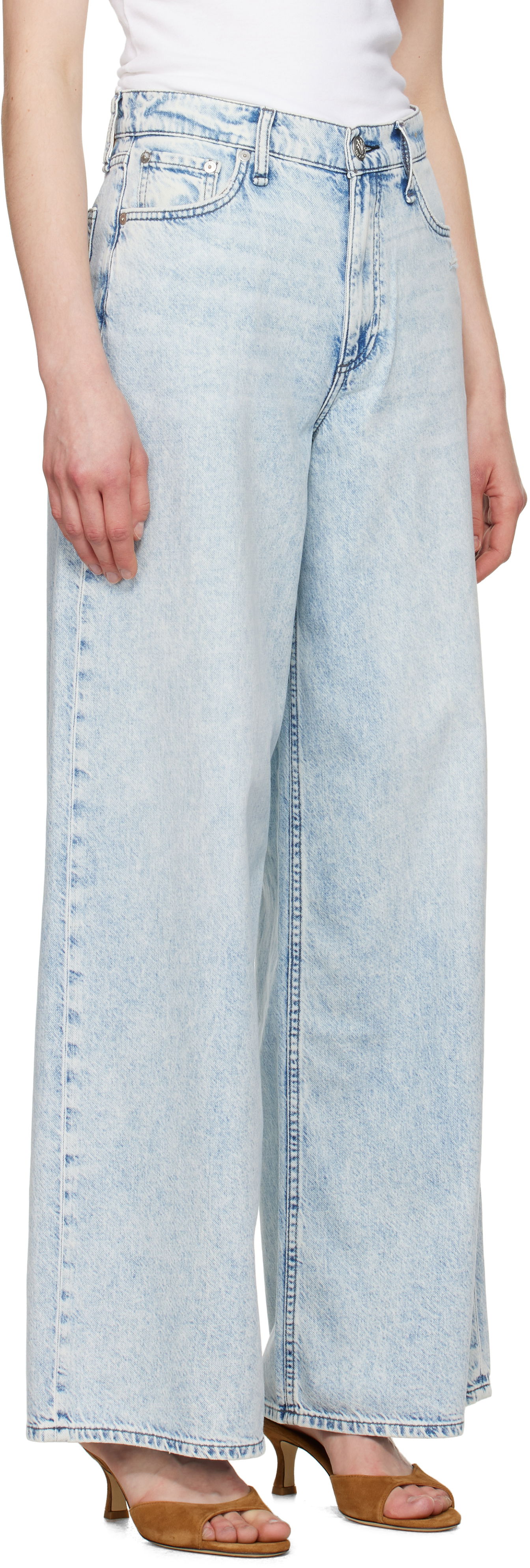 Джинси rag & bone Rag & Bone Featherweight Sofie Wide-Leg Jeans Синій | WDD25S2952FWBE, 1