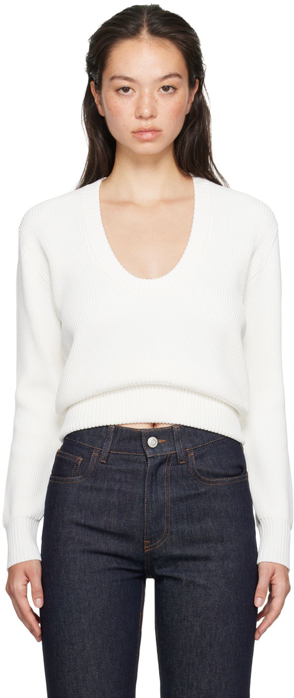 Cветр Coperni Coperni Knitted Long Sleeve Sweater білий | COPML110Y3003