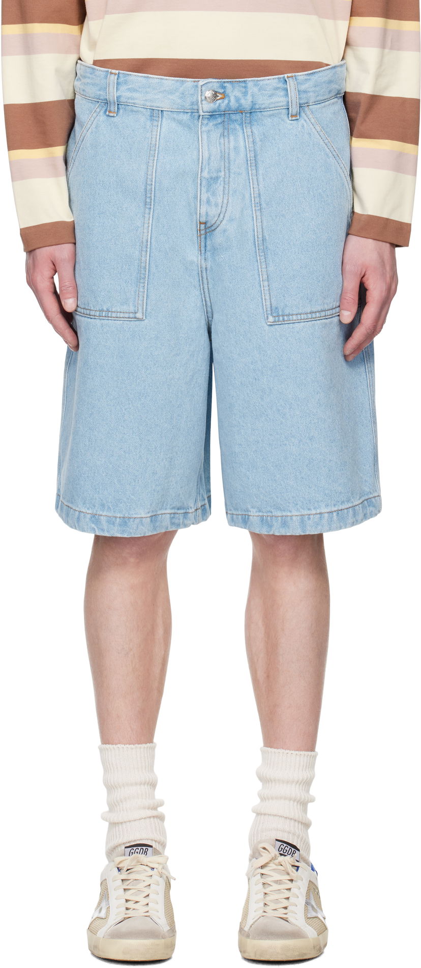 Шорти MAISON KITSUNÉ Maison Kitsuné Workwear Denim Shorts Синій | OM01403WD4009