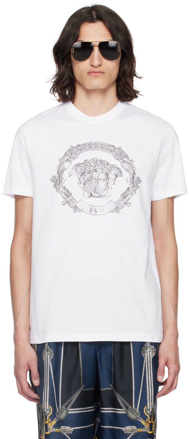 Футболка Versace White Medusa Cartouche T-Shirt білий | 1013944_1A10848