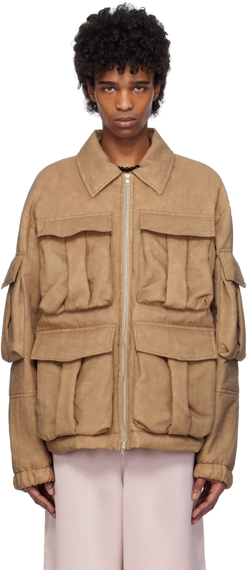 Пуховик Dries Van Noten Dries Van Noten Taffeta Multi-Pocket Jacket Коричневий | 251-020526-1329