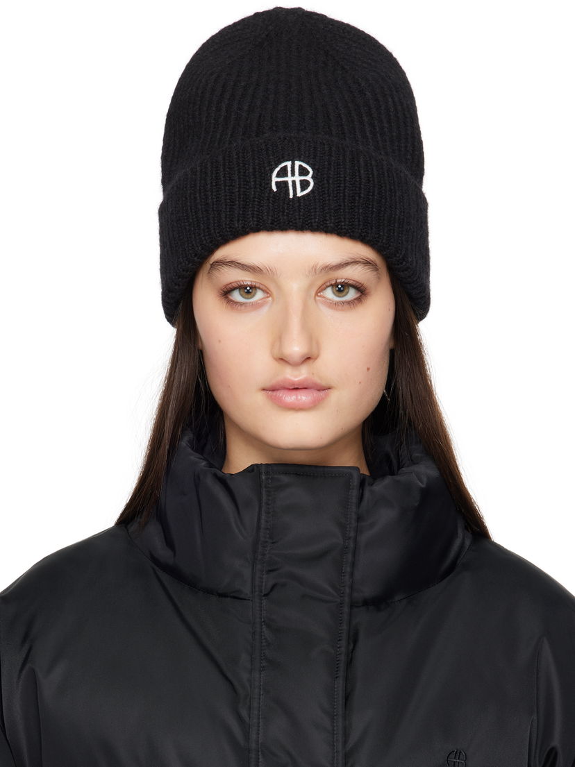 Шапка Anine Bing Anine Bing Elia Ribbed Knit Beanie чорний | A-12-10511-BLK1