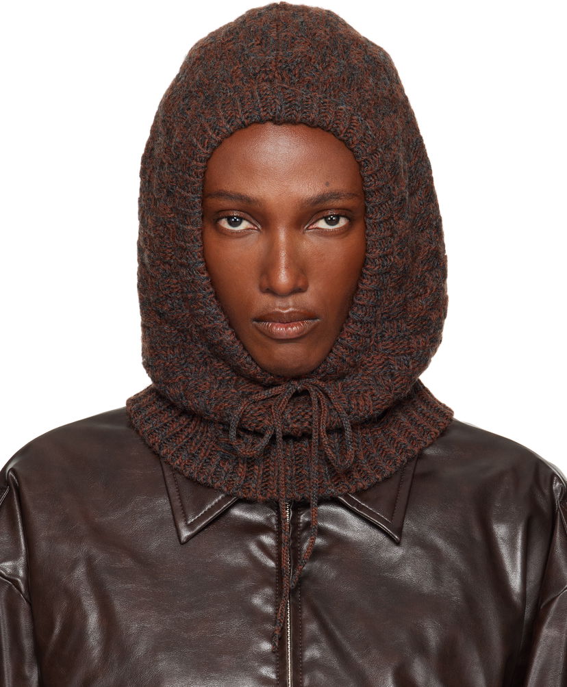 Капелюх Maison Margiela MM6 Maison Margiela Wool Blend Knit Hood Коричневий | SH2TB0005 M13174