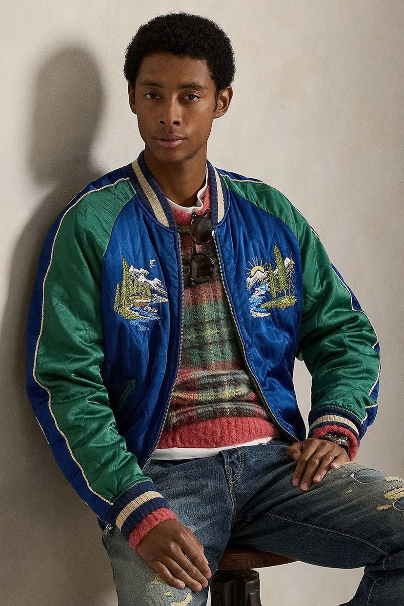 Куртка бомбер Polo by Ralph Lauren Bomber Jacket TAKIHYO SATIN.SVNR with Embroidered Scenic Details Різнокольоровий | 710977856001