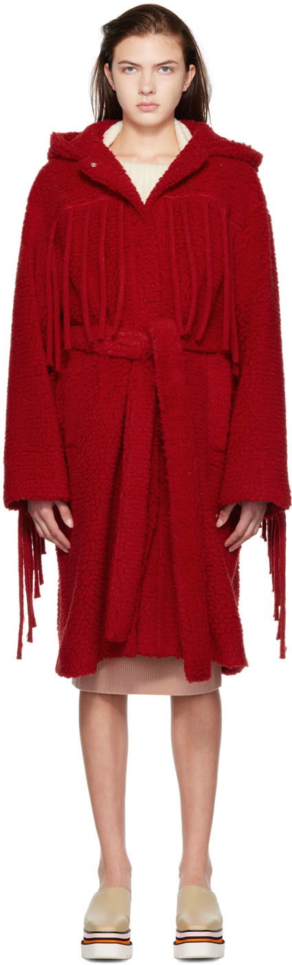 Пальто Stella McCartney Stella McCartney Women's Hooded Teddy Coat Червоний | 6800063AU606