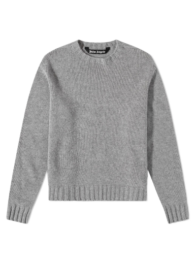 Cветр Palm Angels Curved Logo Crew Knit Melange Grey/White Сірий | PMHE027C99KNI0010801
