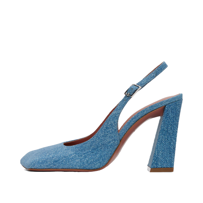 Кросівки та взуття Amina Muaddi Sling Suede Heels Синій | CHARLOTTE SLING BLOCK PRINTED