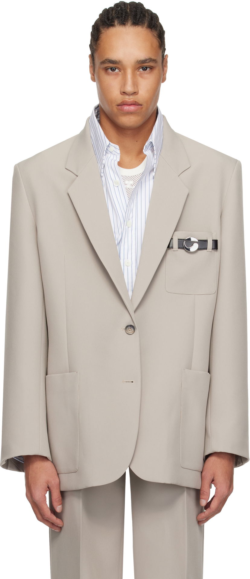 Куртка Coperni Coperni Tailored Blazer with Belted Pocket бежевий | COPV69F3004MEN