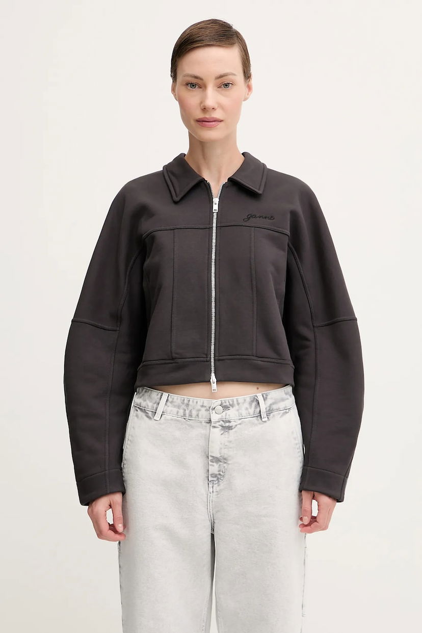 Куртка бомбер GANNI GANNI Heavy Terry Jersey Bomber Jacket чорний | T4358