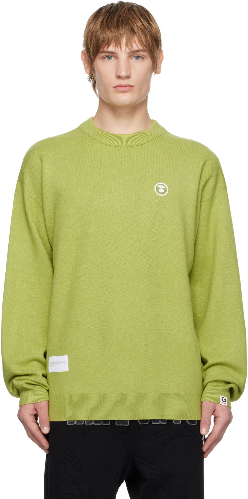 Cветр AAPE by A Bathing Ape AAPE by A Bathing Ape AAPE NOW Knit Sweater Зелений | AAPKNMB333XXNGRL