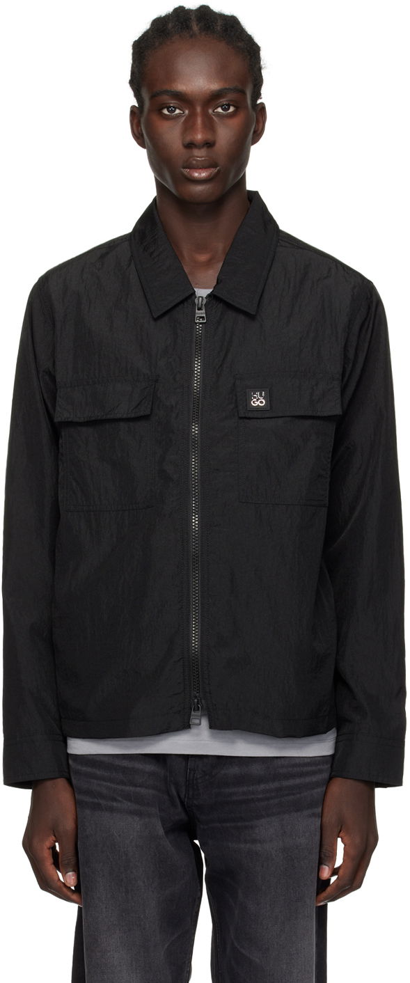 Вітровка BOSS Crinkled Zip-Up Shirt Jacket чорний | 50509371