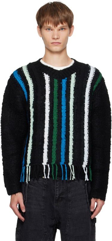Cветр Andersson Bell Andersson Bell Reverse Stripe Fringe Sweater чорний | atb1350u, 0