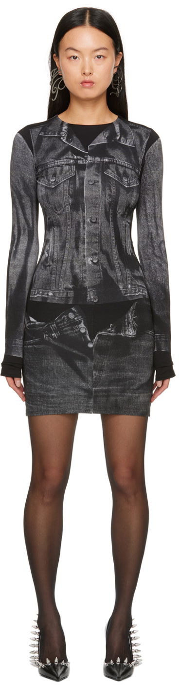 плаття Jean Paul Gaultier Jean Paul Gaultier Trompe L'œil Printed Minidress чорний | 23/15-F-RO076-J530-0002