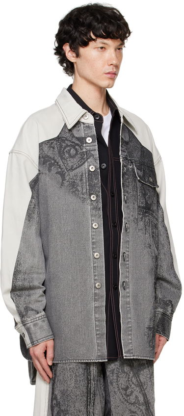 Сорочка Feng Chen Wang Feng Chen Wang Printed Denim Jacket Сірий | FUF18JK04B, 1
