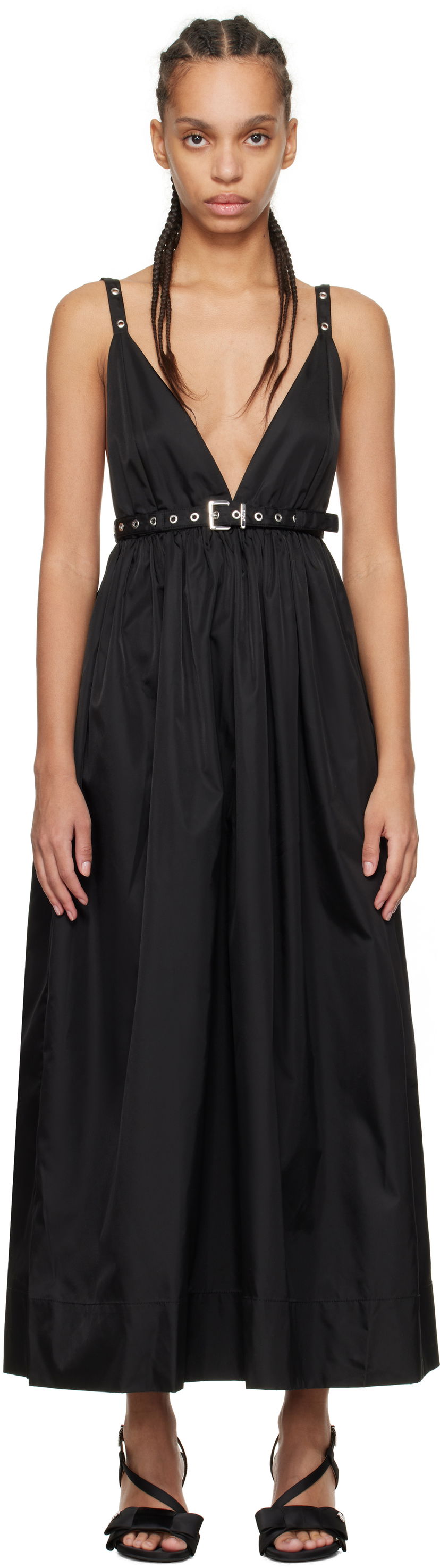 плаття GANNI GANNI Duchesse Nylon Strap Maxi Dress чорний | W0030