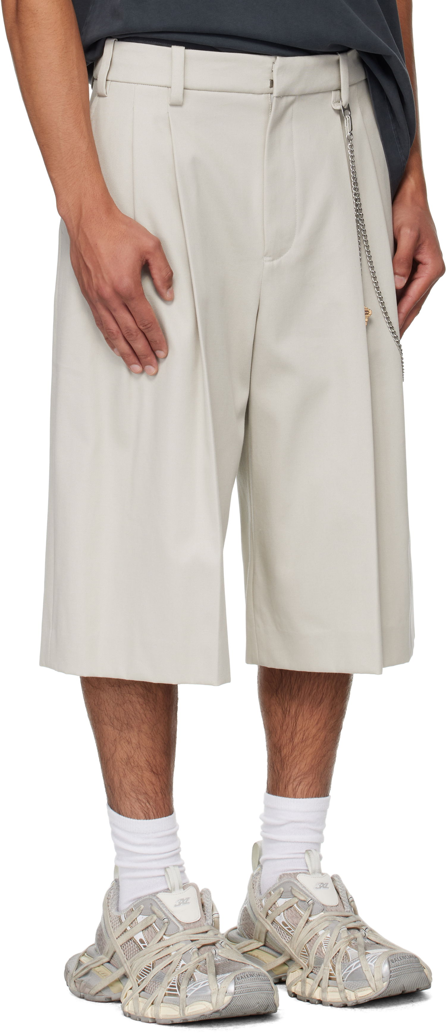Шорти Alexander Wang Alexander Wang Chain Tailored Shorts бежевий | 6WC3254097, 1