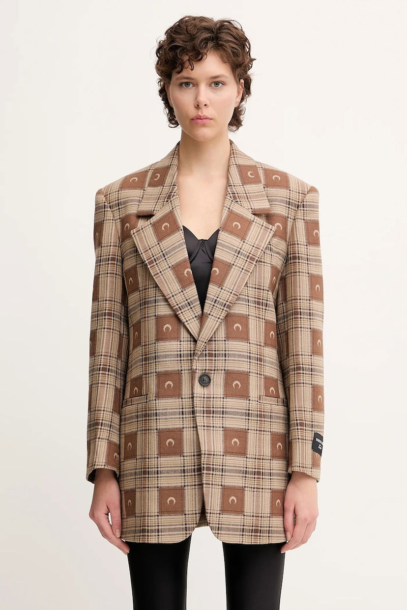 Куртка Marine Serre Marine Serre Moon Checks Jacquard Boxy Blazer Коричневий | UJA066A.CWOV0064