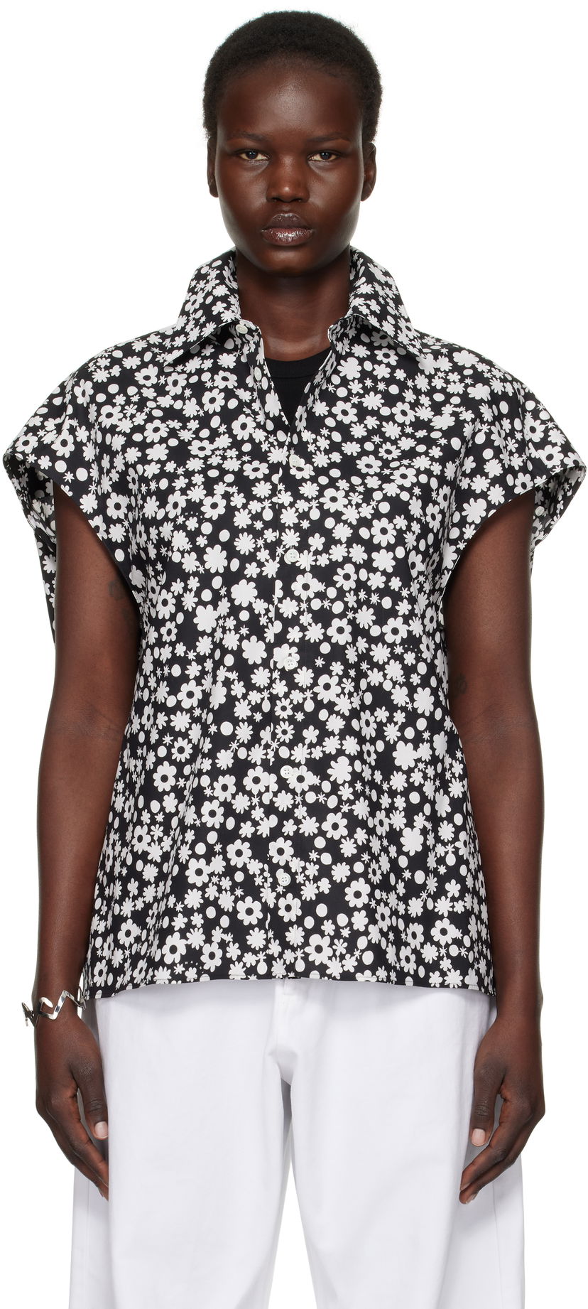 Сорочка Marni Marni Pop Fields Sleeveless Cocoon Shirt чорний | CAMA0565S1 UTC463