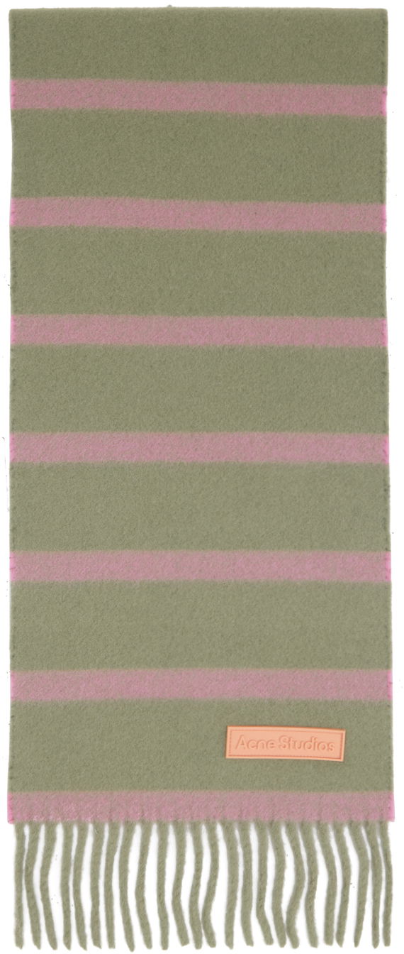 Одяг Acne Studios Green & Pink Striped Scarf бежевий | CA0280-