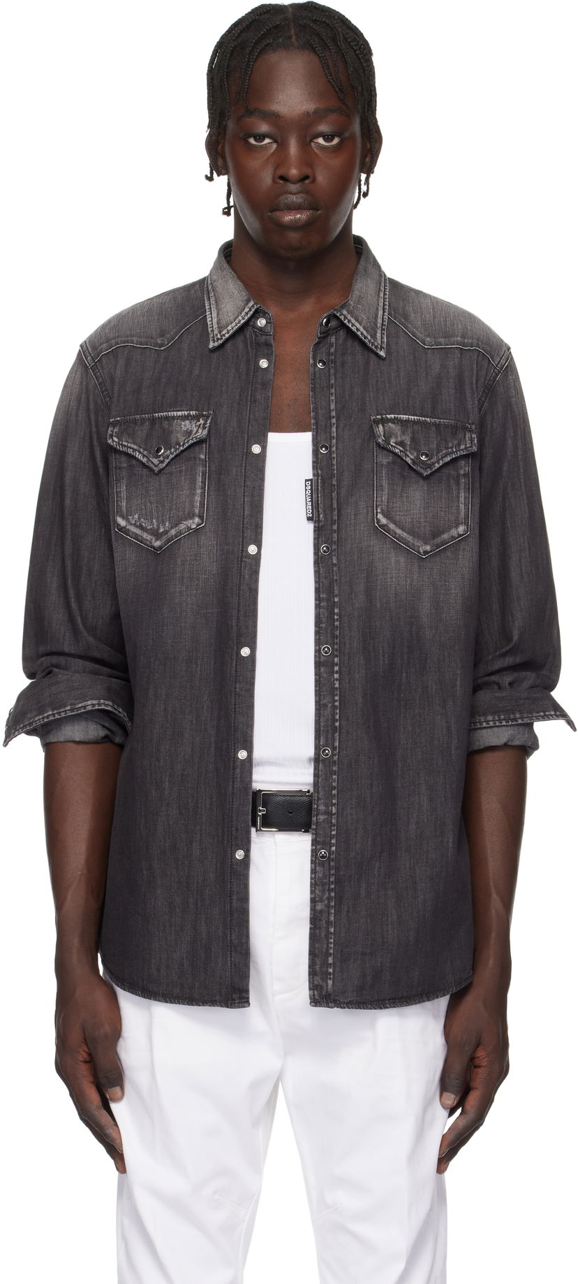 Сорочка DSQUARED2 Dsquared2 Classic Western Denim Shirt Сірий | S74DM0848_S30826