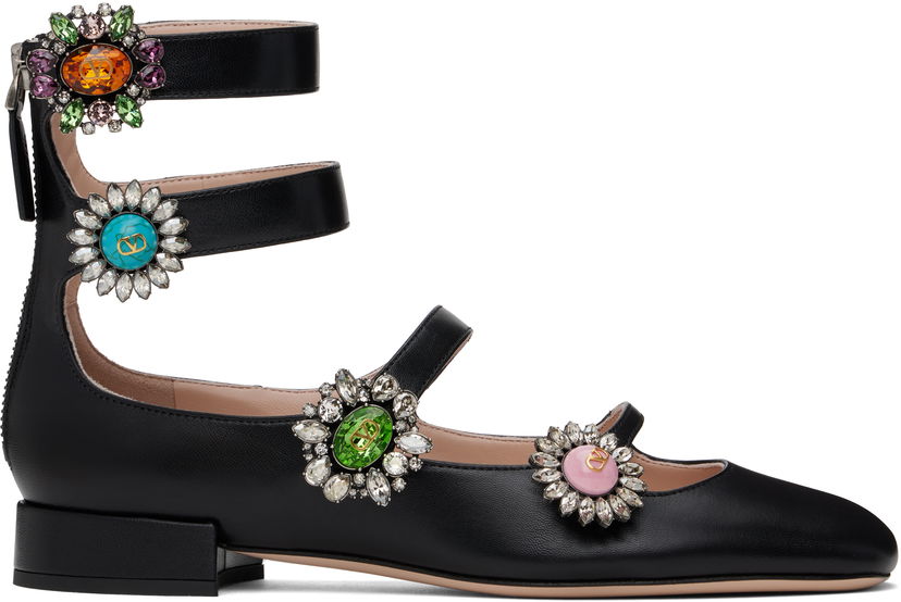 Кросівки та взуття Valentino Valentino Garavani Preshoes Ballerinas with Crystal Embellishments чорний | 6W2S0LL9DHS