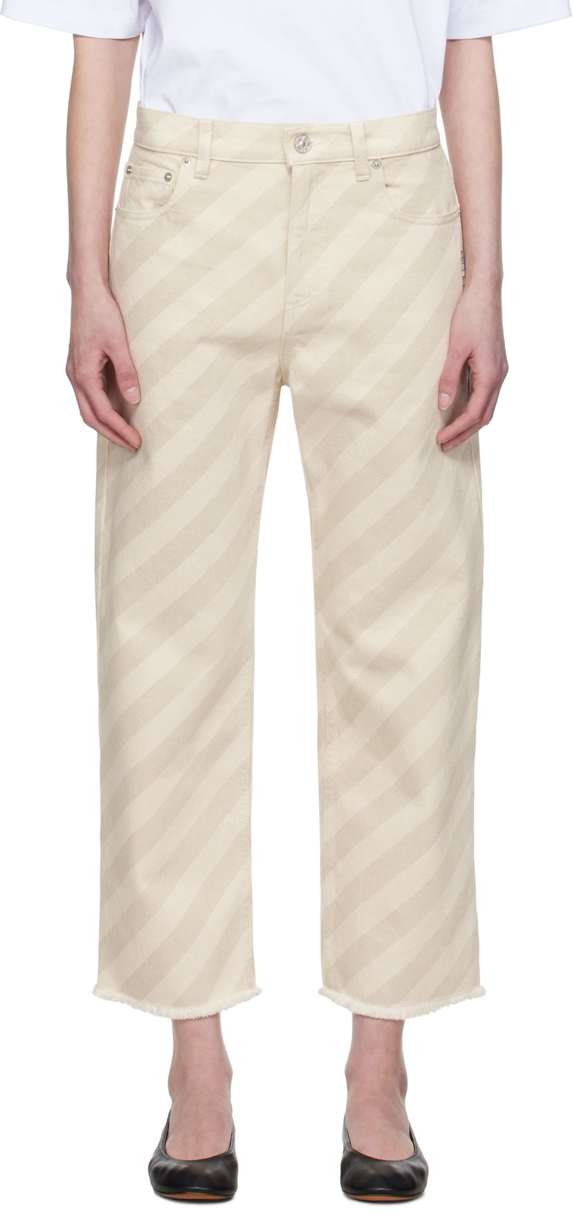 Джинси Marni Marni 5-Pocket Striped Cropped Jeans бежевий | PAJD0425Y0 USCX37