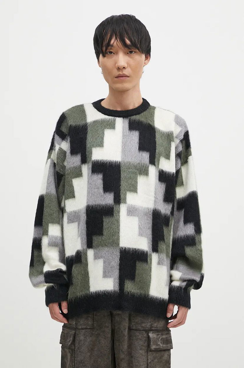 Cветр Marcelo Burlon Damier Cross Knit Crew Sweater Сірий | CMHE036F24KNI001066E