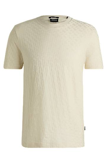 Футболка BOSS BOSS Monogram-Jacquard Mercerized Cotton T-Shirt бежевий | 50537131