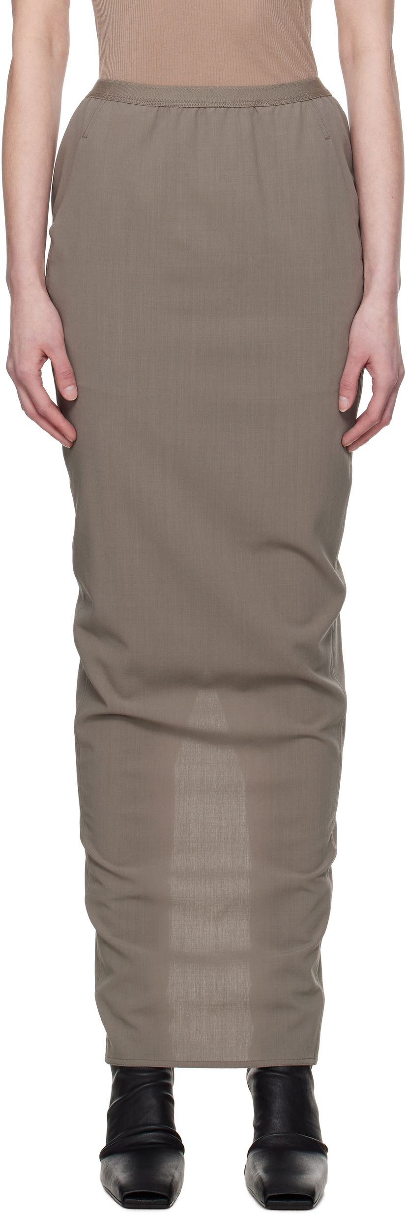Спідниця Rick Owens Rick Owens Hollywood Soft Pillar Maxi Skirt Коричневий | RP01E7331 WLP