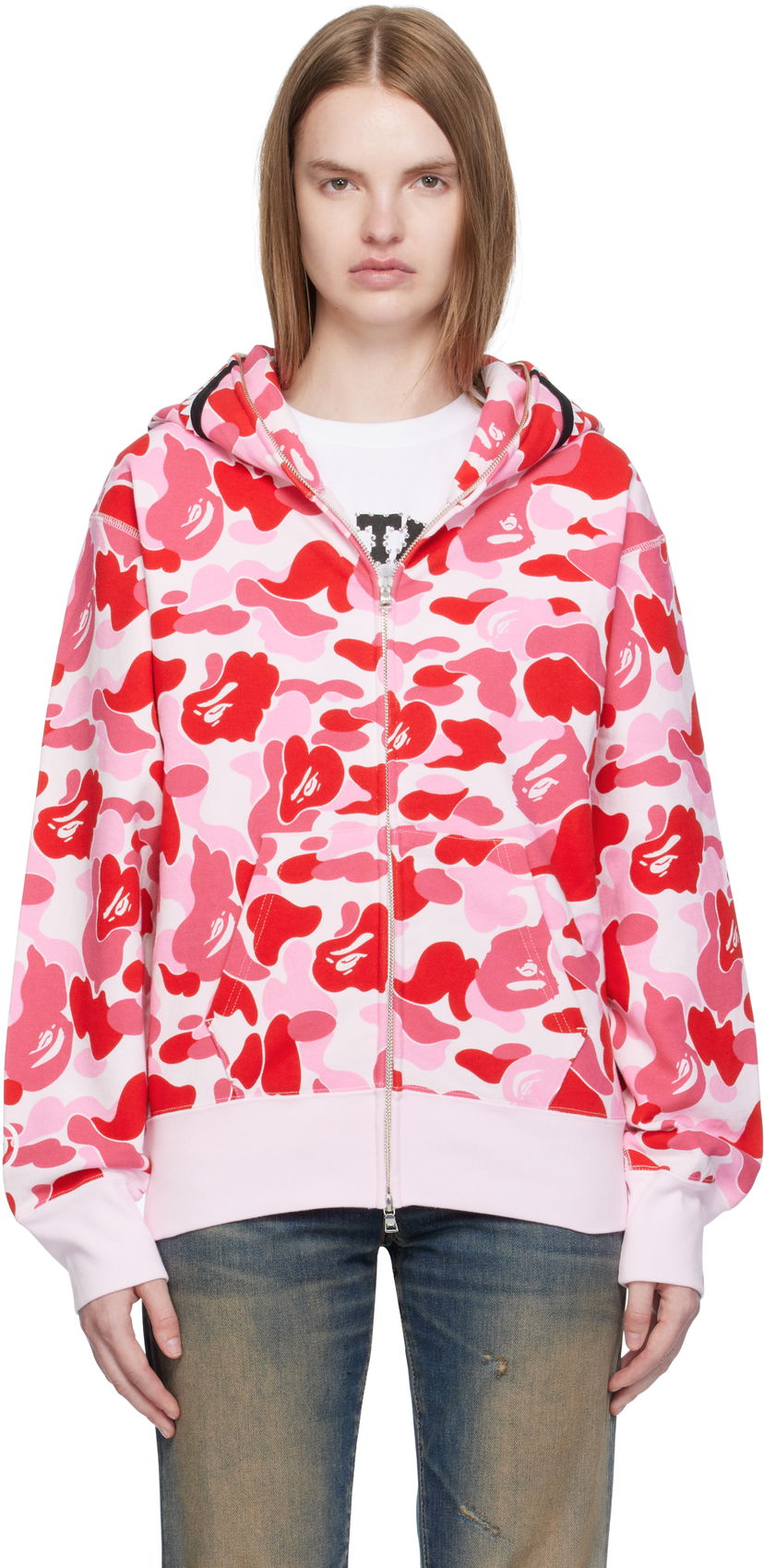 Світшоти BAPE A Bathing Ape ABC Camo Shark Full Zip Hoodie Рожевий | 001ZPL302003L