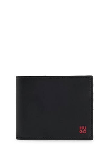 Гаманець BOSS Leather wallet with stacked logo чорний | 50548300