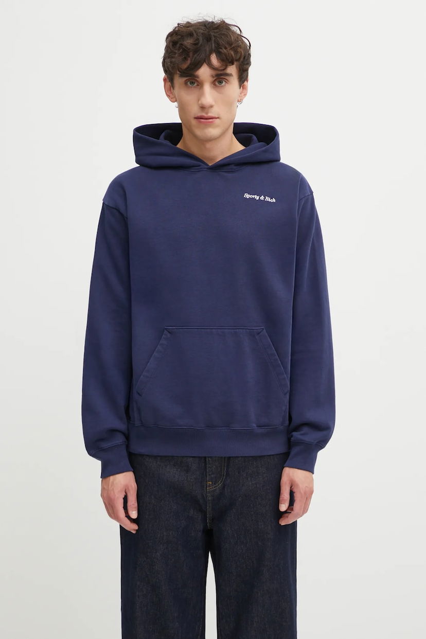 Світшоти Sporty & Rich Sporty & Rich Eden Crest Embroidered Hooded Sweatshirt темно-синій | ST06760666BL106