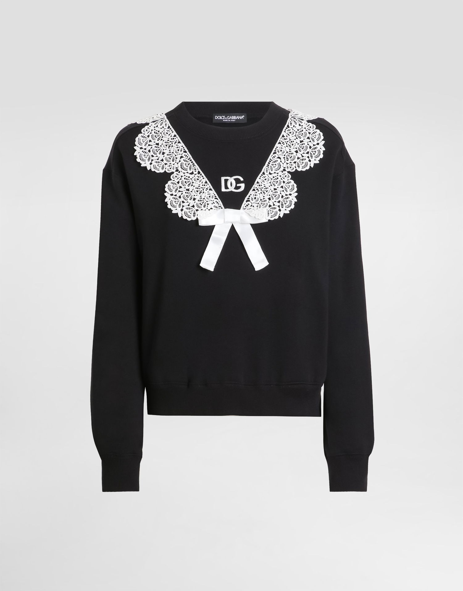 Світшоти Dolce & Gabbana Sweatshirt With Macramé And Bow чорний | F9S43ZGDC6EN0000, 0