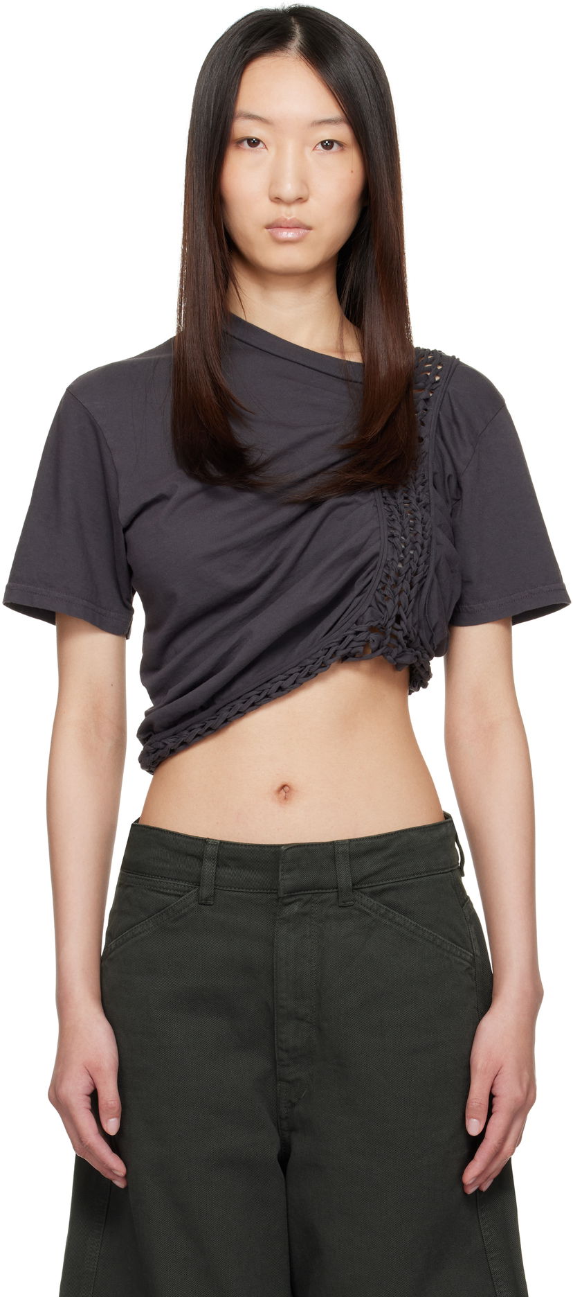 Кроп-топи Collina Strada Collina Strada Clover Cropped T-Shirt Сірий | XX3042