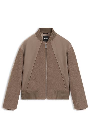 Куртка бомбер BOSS BOSS Mixed-Fabric Bomber Jacket Коричневий | 50543411