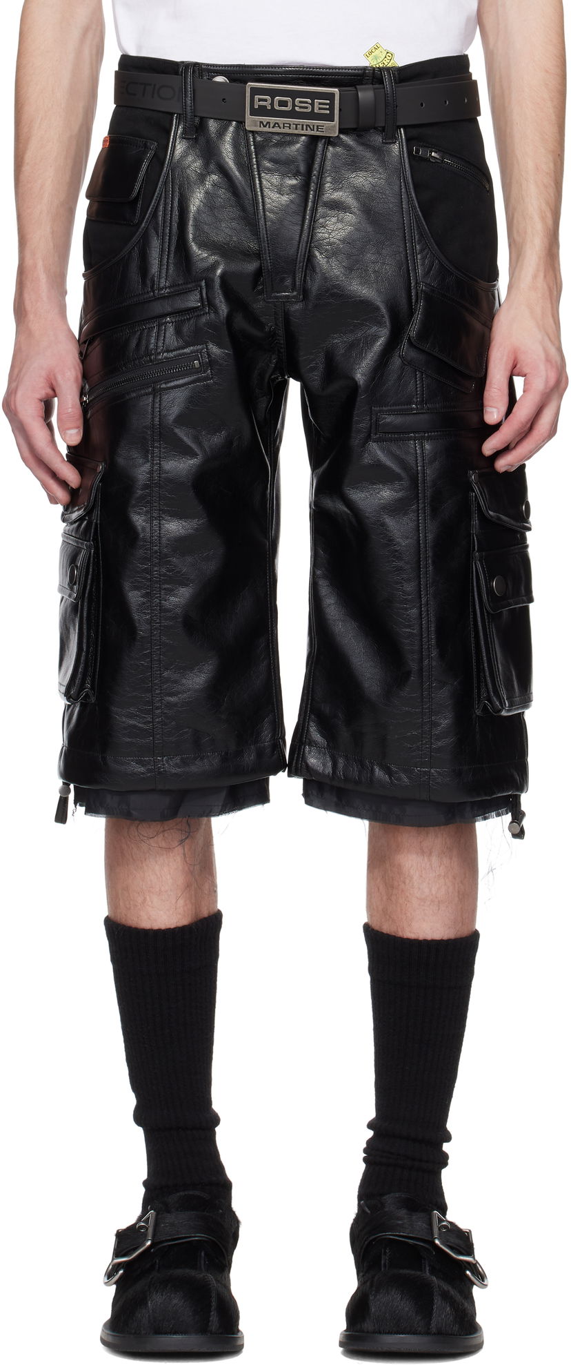 Шорти Martine Rose Martine Rose Faux-Leather Utility Shorts чорний | 540LP02001