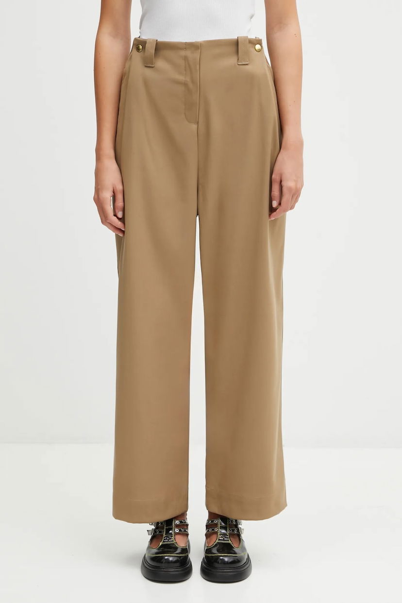 Штани Barbour Barbour Lorrie High-Waist Wide-Leg Trousers Коричневий | LTR0405BE31
