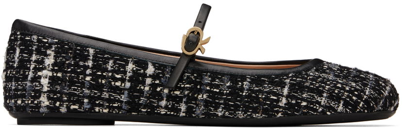 Кросівки та взуття Gianvito Rossi Carla Tweed Ballerina Flats чорний | G22223-05GOM-BCP