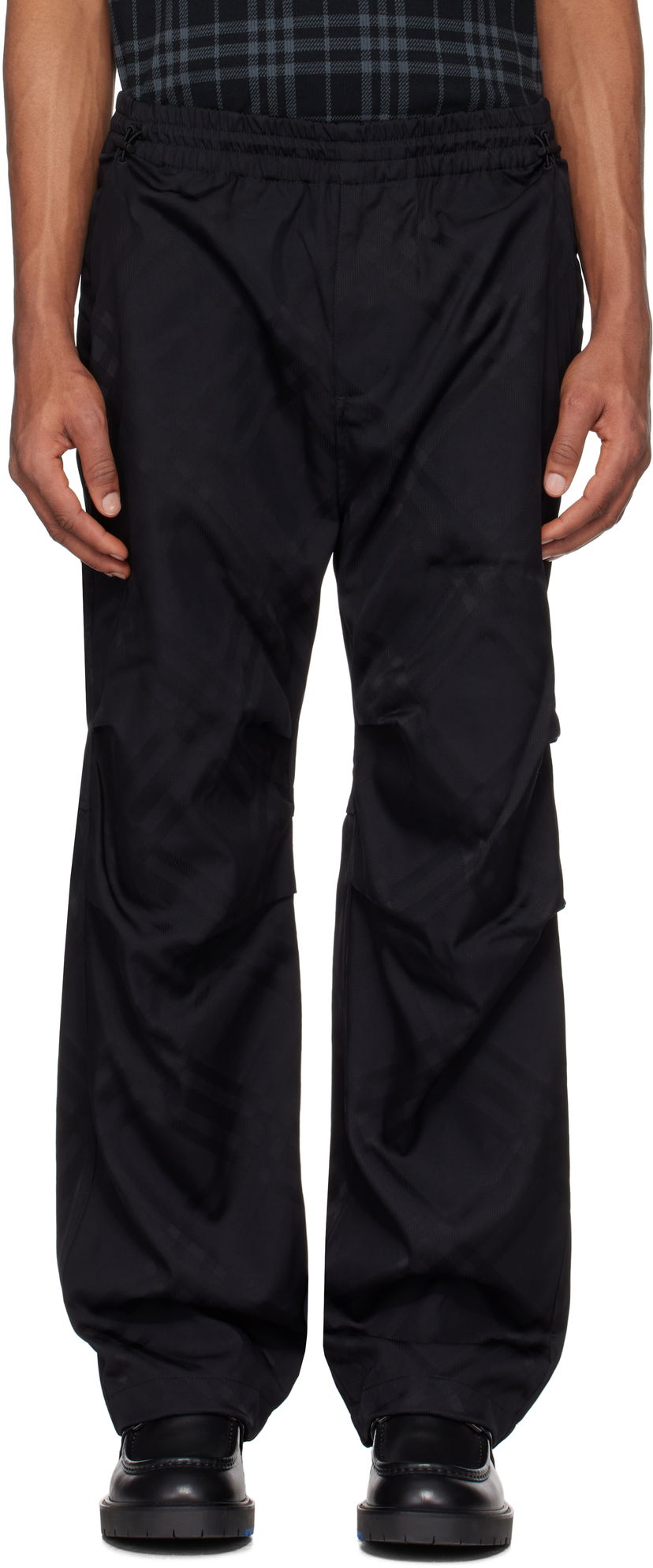 Штани карго Burberry Burberry Check Nylon Track Pants чорний | 8103963