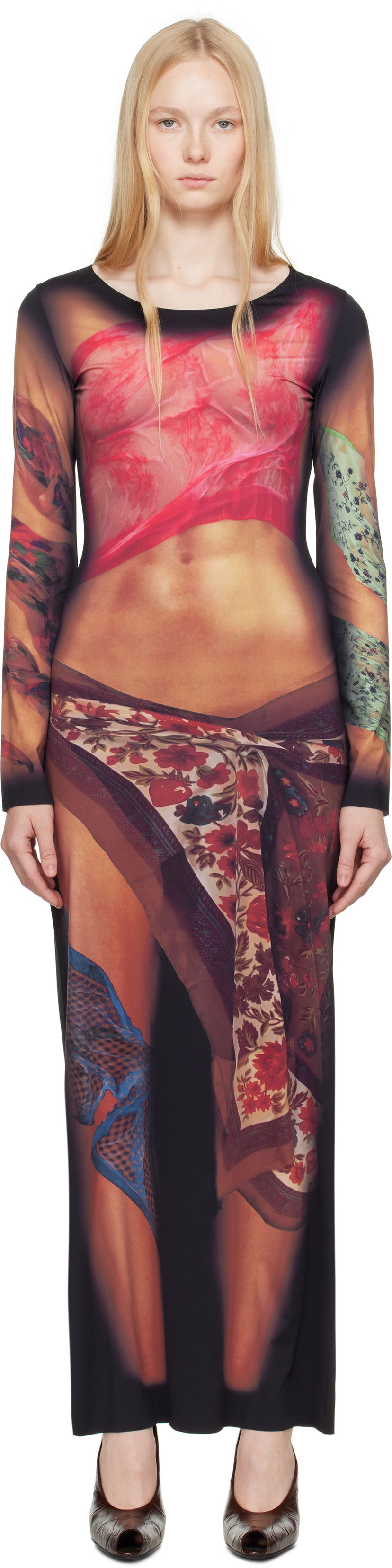 плаття Marine Serre Marine Serre Recycled Draped Statue Jersey Maxi Dress чорний | WDR297A CJER0076
